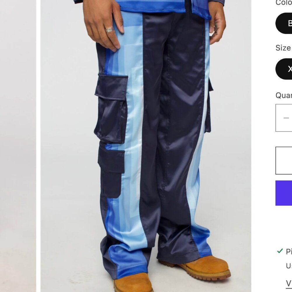 Multi-Blue Cargo Pants - Picture 6 of 6